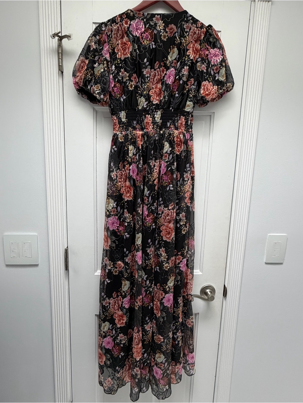 Baltic Born Black Floral Maxi Dress with Puff Sleeves - Picture 4 of 5
